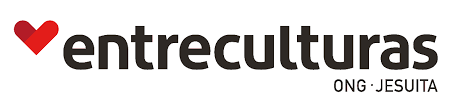 Imagen del logotipo de la organización no gubernamental jesuita Entreculturas. El logotipo incluye un corazón rojo y el texto "entreculturas" y "ONG JESUITA".