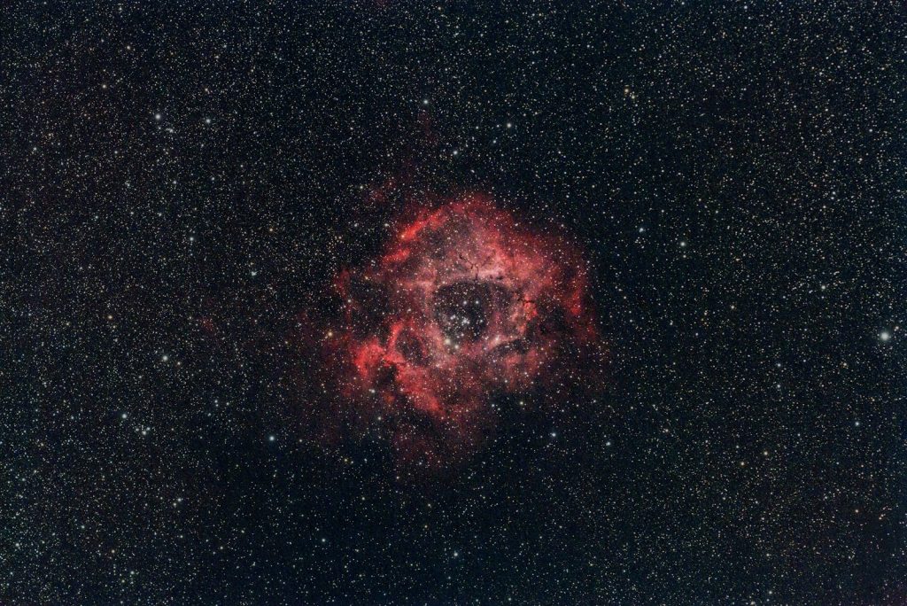 The rosette nebula, a cosmic rose in space.