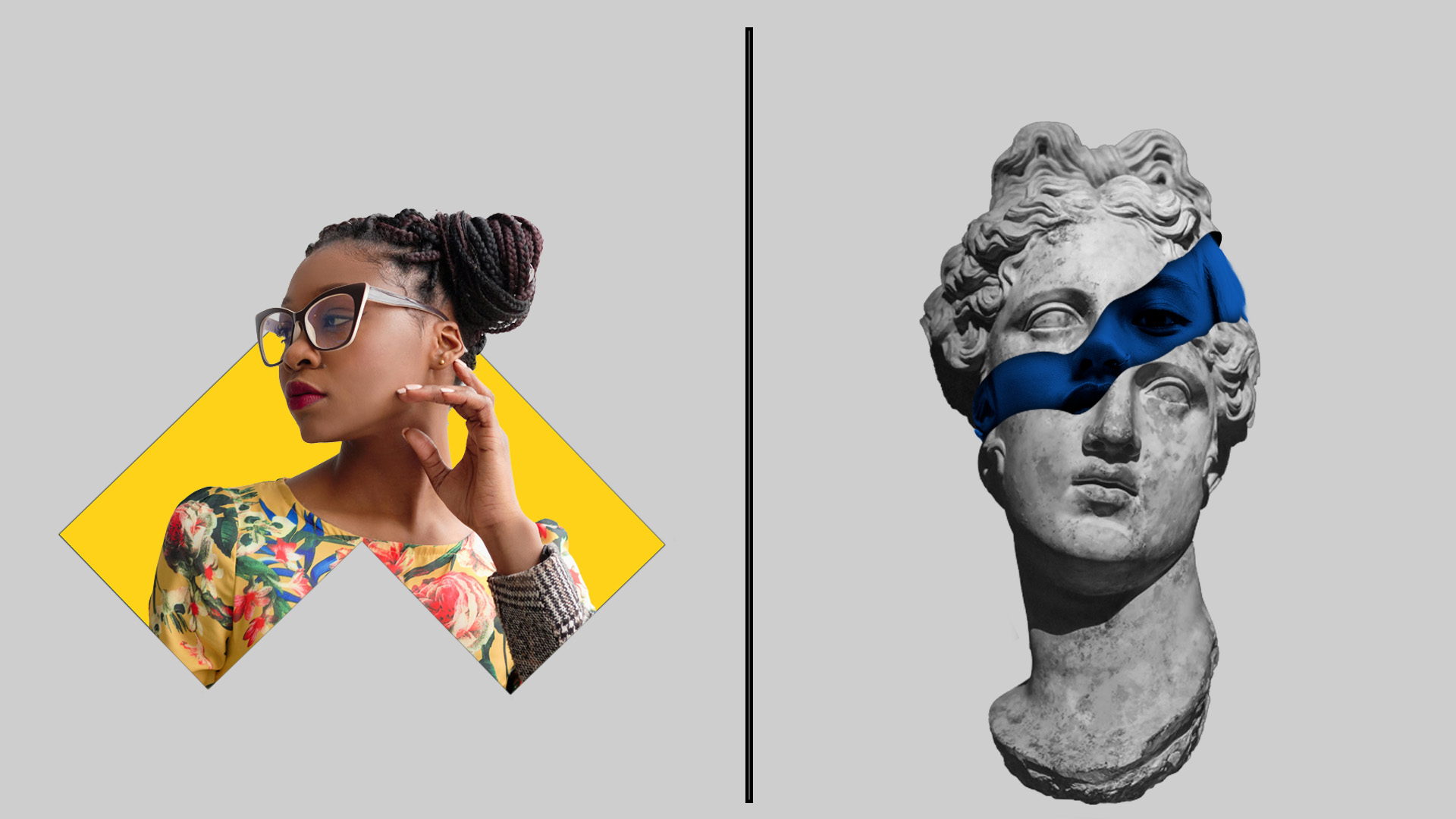 Dos imagenes, una a la derecha donde hay una mujer que sobresale de una forma y de la izquierda tenemos una estatua que se abre por la cabeza y deja entre ver una mujer.